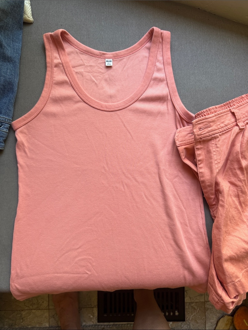 Soft Coral Peach Ribbed Tank Top